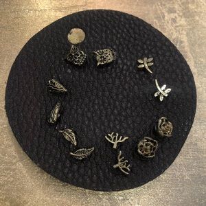 Free People Vintage Brass Tone Floral & Nature Stud Earring Set - Gold